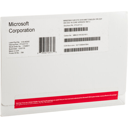 Microsoft Windows Server 2016 Standard 16 Core